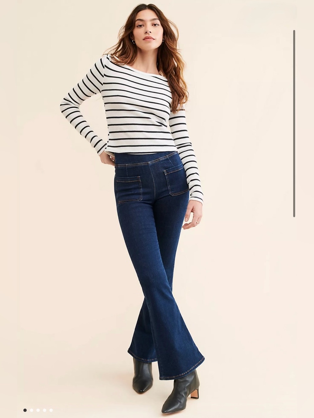 FRAME Bardot Jetset Size 1 (25-29) Dark Wash High Rise Pull On Flare Jeans